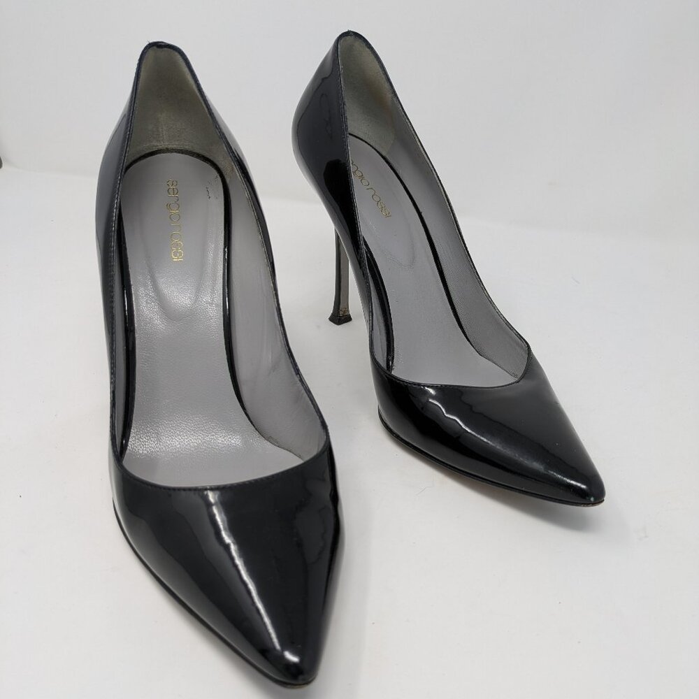 Sergio Rossi Black Patent Leather Heels, Size 41